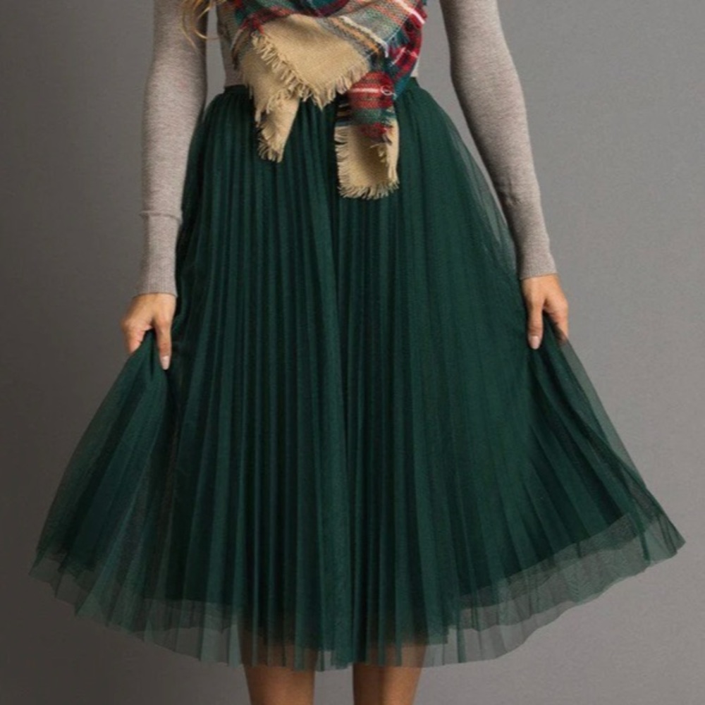 Morning Lavender VIENNA PLEATED TULLE MIDI SKIRT